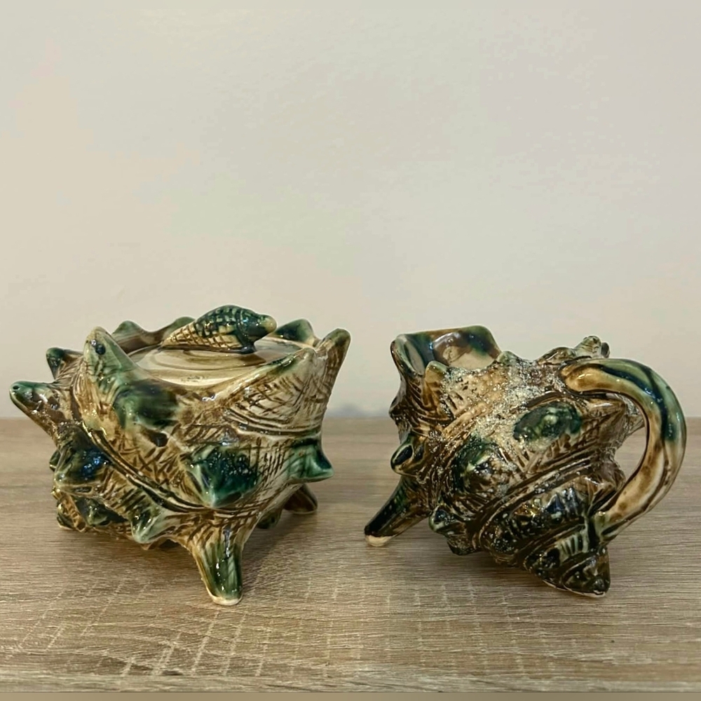 VINTAGE Shell Creamer + Sugar set